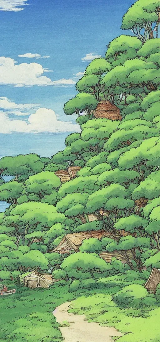 Prompt: country side on the ocean coast by studio ghibli, peaceful, serene, beautiful