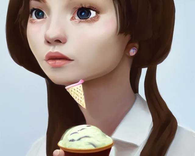 Image similar to a girl with the ice cream by samuel smith trending on artstation