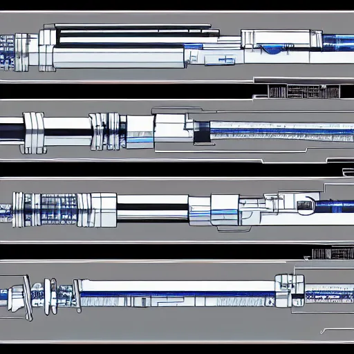 Prompt: detailed futuristic blueprints for a laser sword, cyberpunk