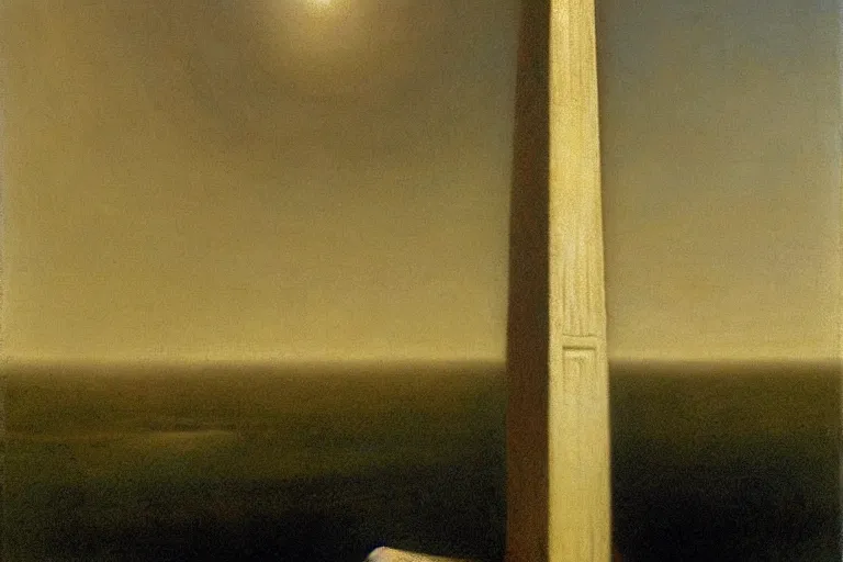 Image similar to the white obelisk the serpent and the black obelisk, oil on canvas, high detail, by odd nerdrum