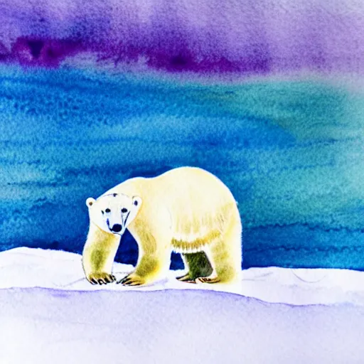 Image similar to a polar bear in water color