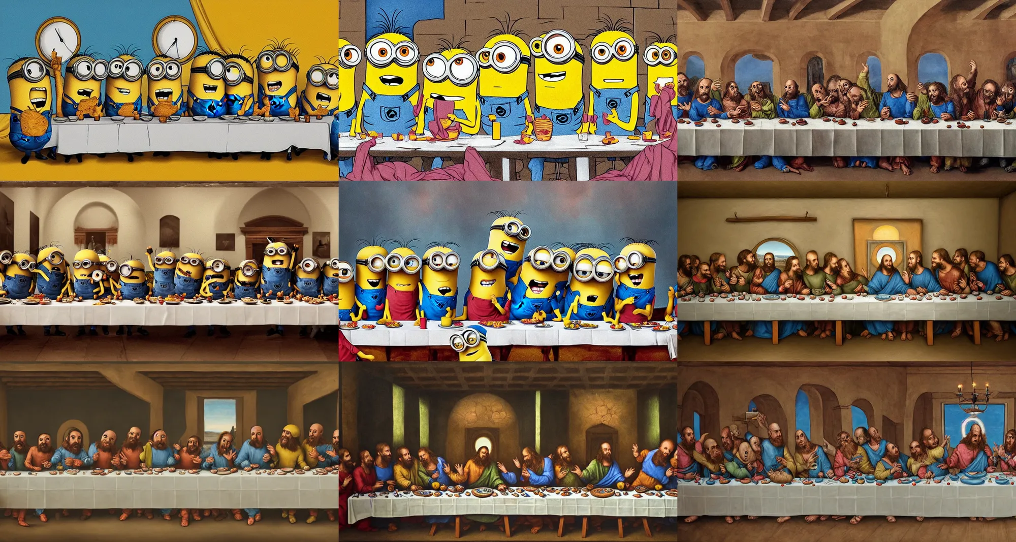 Prompt: Minions in The Last Supper
