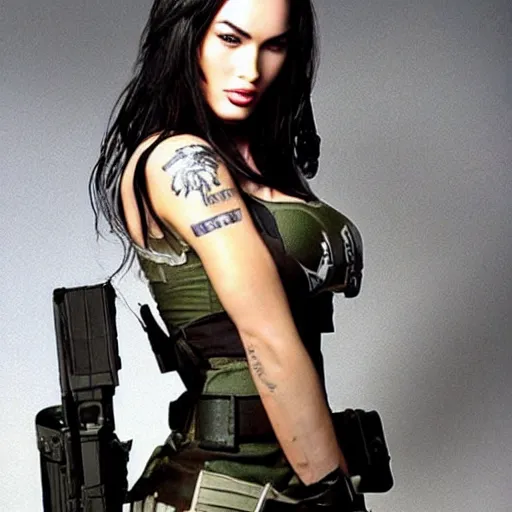 Prompt: megan fox as solid snake from metal gear solid