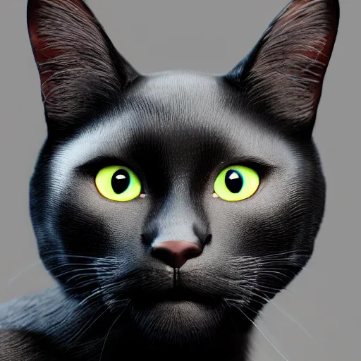 Prompt: Plastic black cat, octane render, realistic lighting, unreal engine