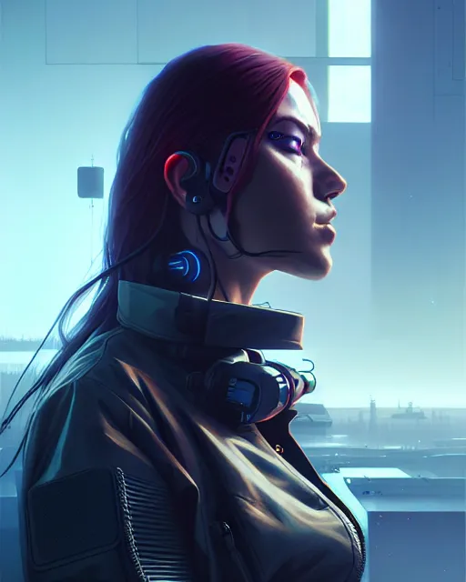 Prompt: cyberpunk synth, hyper - realistic portrait of a female hunter, dynamic wavy hair, dynamic body anatomy, detailed designs, digital painting, 4 k, by ilya kuvshinov, by greg rutkowski, atmospheric lighting