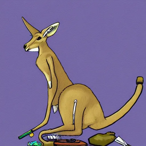 Prompt: kangaroo smoking weed last day on earth, high quality digital art