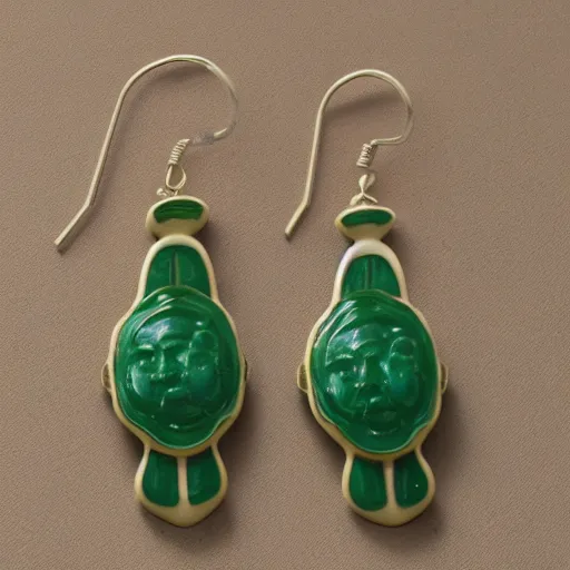 Image similar to ivory emerald porcelain enamel artnouveau earrings