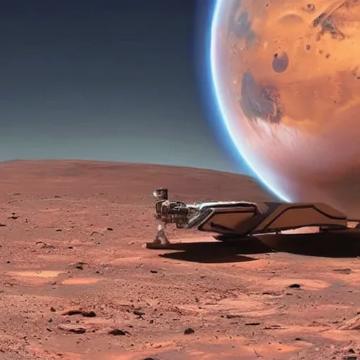 Image similar to Elon musk selfie with futuristic house on mars