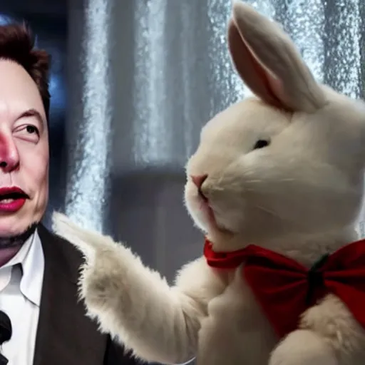 Prompt: inherent detail of scene with elon musk wearing a bunny costume