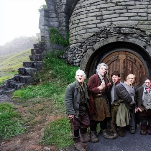Image similar to photo of Hobbits on a city