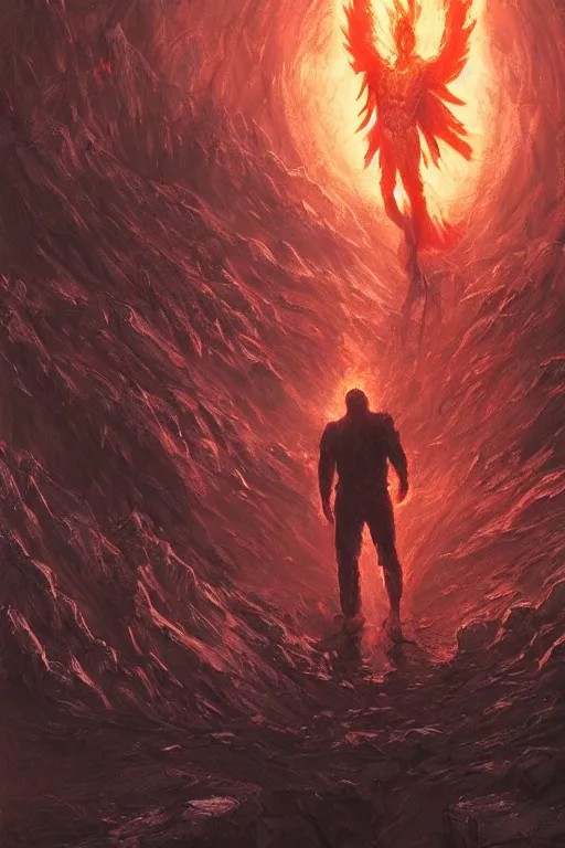 Image similar to realistic landscape beautiful concept art of cinematic movie scene when peter quill mutate into phoenix. horror, created by gustave dore and greg rutkowski, high detailed, smooth draw, synthwave neon retro, intricate, realistic proportions, dramatic lighting, trending on artstation.