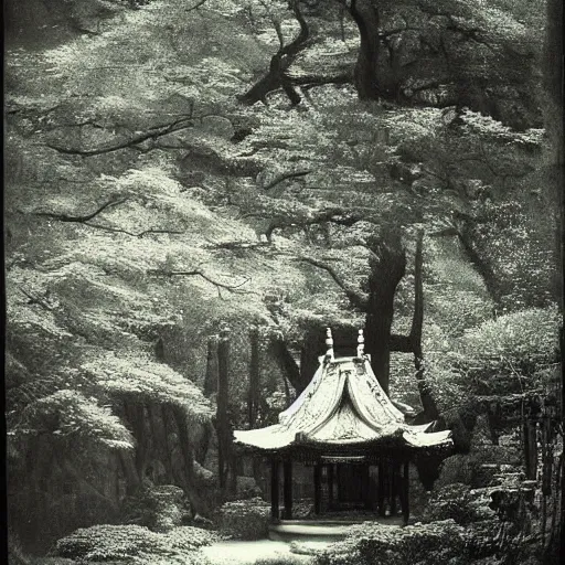 Image similar to small pavilion in the forest, by lang jingshan,