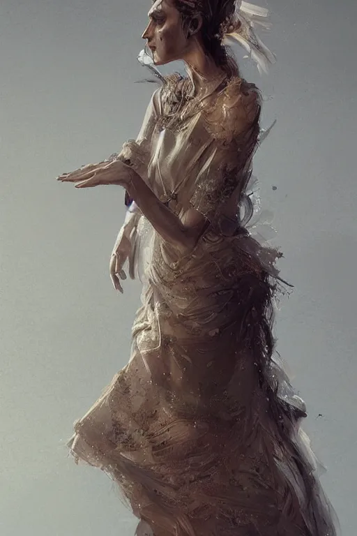 Prompt: Etruscan woman in a dress, full body photo, intricate, elegant, volumetric lighting, scenery, digital painting, highly detailed, artstation, sharp focus, illustration, concept art, ruan jia, steve mccurry and Irakli Nadar