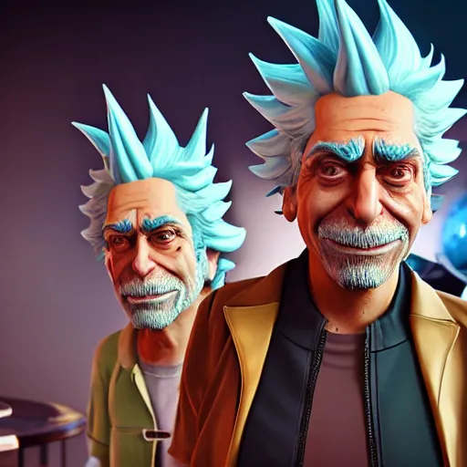 Image similar to rick sanchez created in unreal engine 5 meta humans, 4k, high detail, high-resolution photograph, professional photography, ultra-detail