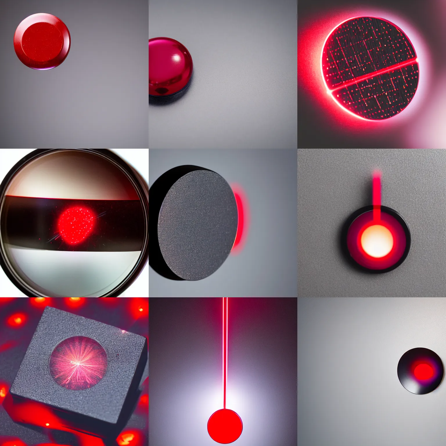 Prompt: A studio photograph of a magnet suspended by a thin red laser, XF IQ4, 150MP, 50mm, F1.4, ISO 200, 1/160s, natural light, Adobe Lightroom, photolab, Affinity Photo, PhotoDirector 365