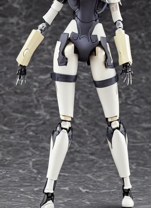 Prompt: Girl in mecha cyber Armor, portrait of the action figure of a girl, with bare legs，in the style of Kotobukiya ，anime figure