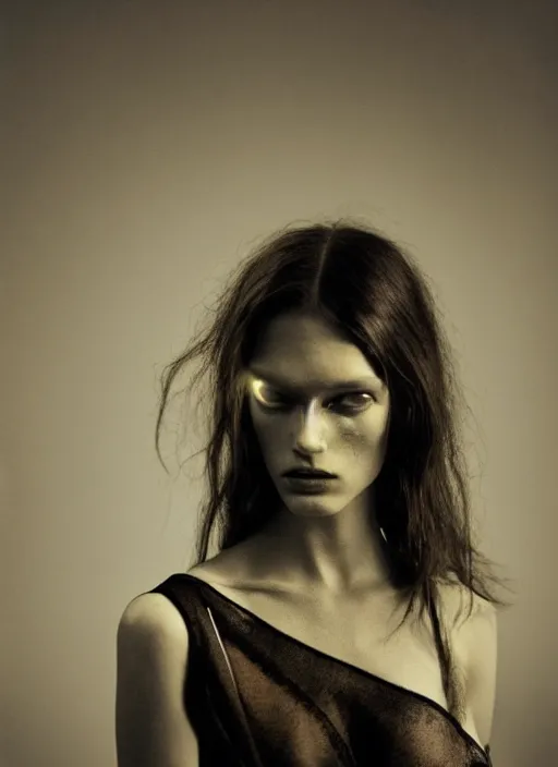 Prompt: close up of a fashion model on acid, posing in dramatic lighting, by paolo roversi, masterpiece