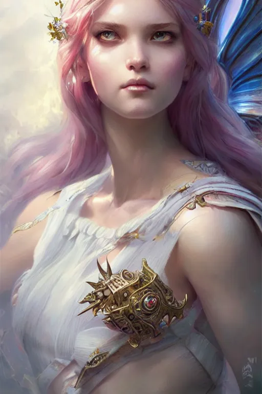 Image similar to fairy princess, highly detailed, d & d, fantasy, highly detailed, digital painting, trending on artstation, concept art, sharp focus, illustration, art by artgerm and greg rutkowski and magali villeneuve