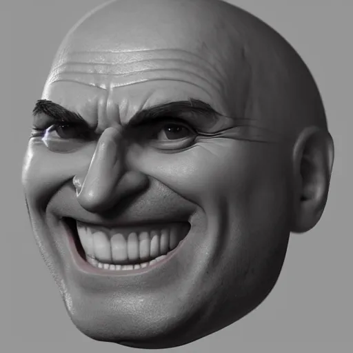 Prompt: Topless muscular Gru with a combover with a chiseled jawline, while smiling for a photograph, Polaroid Camera, Photograph, Portrait, 4k Resolution, 8k Resolution, Trending on Artstation, Realistic, Hyperrealistic, Very Detailed, Highly Detailed, HD Quality