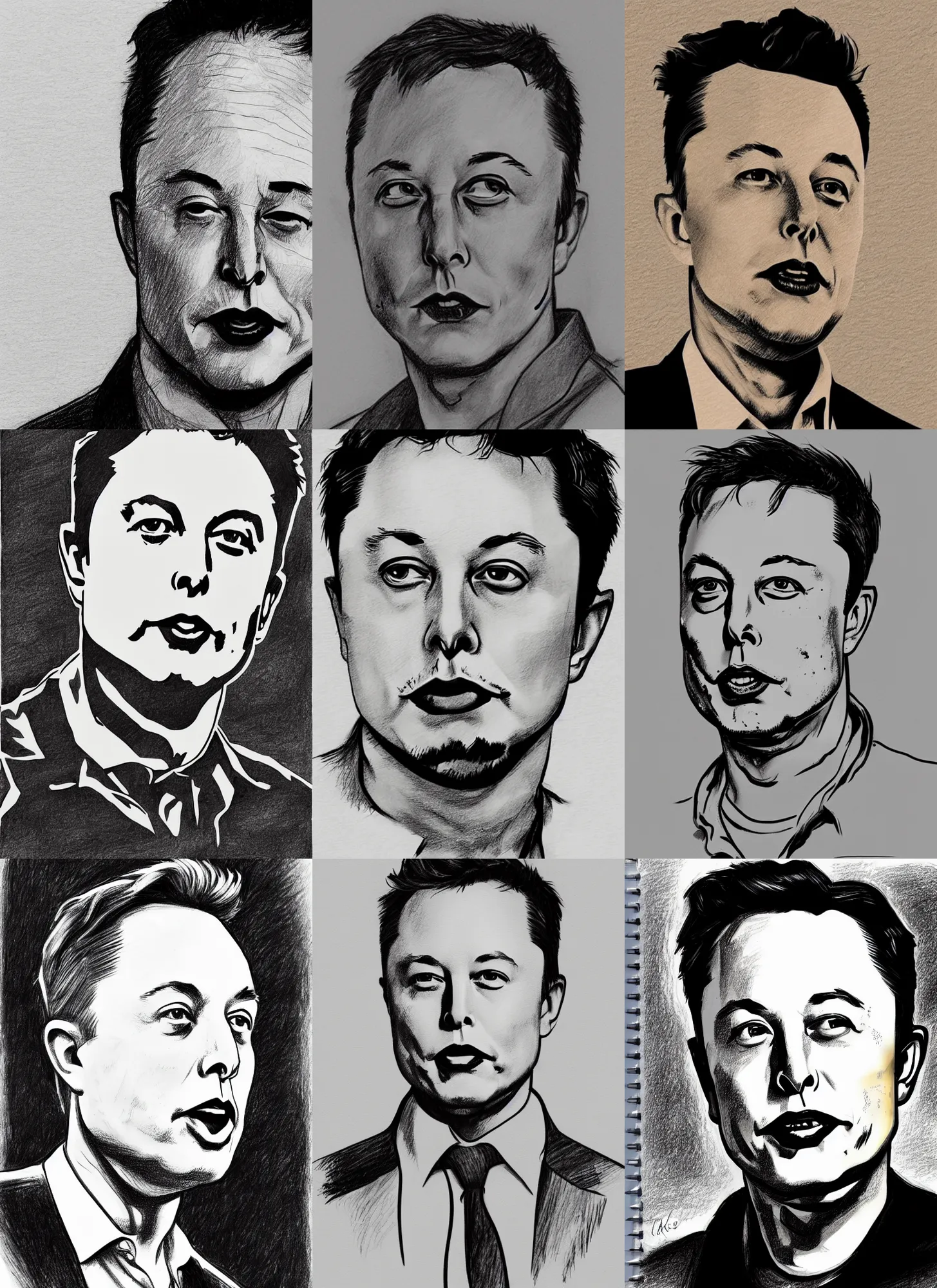 Prompt: really bad, ugly drawing of elon musk