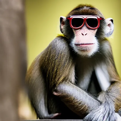 Prompt: a monkey with aviators on