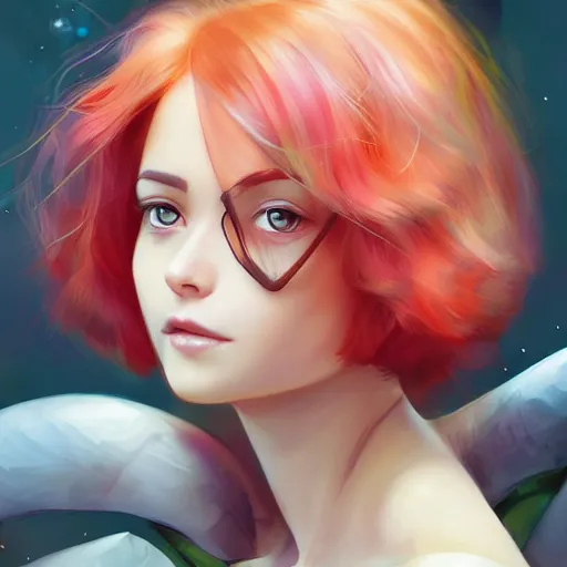 Image similar to British Pokemon original character with wild peach colored hair, Pixar style, beautiful woman, scientist, by Tristan Eaton Stanley Artgerm and Tom Bagshaw, Makoto Shinkai ilya kuvshinov and Wojtek Fus