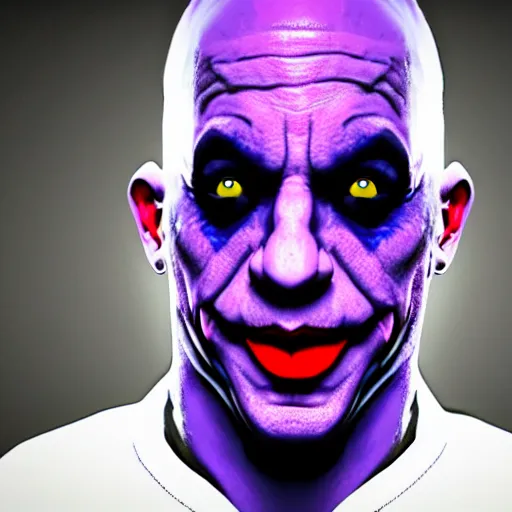 Image similar to vin diesel as the joker, rendered in unreal engine