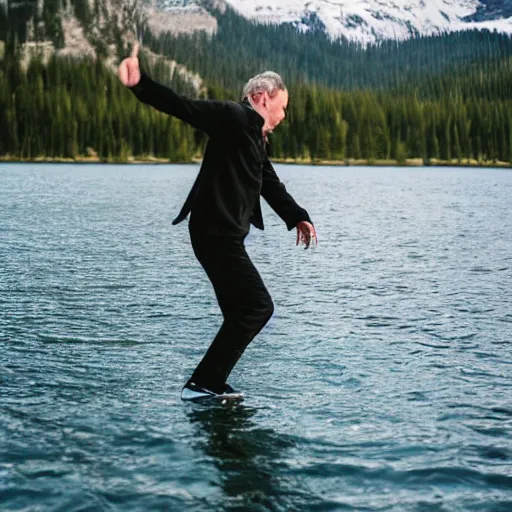 Prompt: Man dancing on the lake