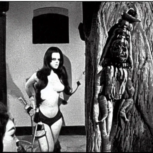 Prompt: stills from the Hammer horror movie Lair of the Carrot People (1973)