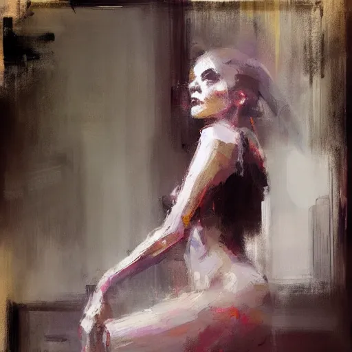 Prompt: abstract painting of woman by jeremy mann