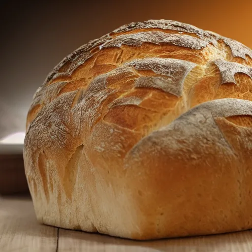 Prompt: A highly detailed render of bread, realistic shadows, realistic lighting, realistic smoke, 4k, rendered by Octane, Look at all that detail!, Amazing!