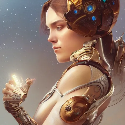Prompt: portrait of The Cyborg Queen, fantasy, intricate, elegant, highly detailed, digital painting, artstation, concept art, smooth, sharp focus, illustration, art by artgerm and greg rutkowski and alphonse mucha