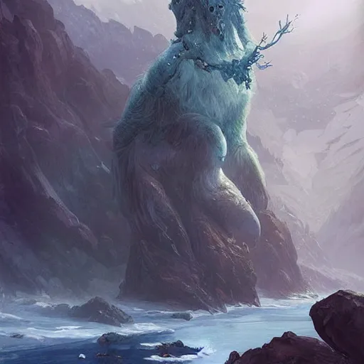 Image similar to “an arctic marine park for monsters, fantastical beasts, D&D, fantasy, intricate, cinematic lighting, highly detailed, digital painting, artstation, concept art, smooth, sharp focus, illustration, art by Artgerm and Greg Rutkowski and Alphonse Mucha”