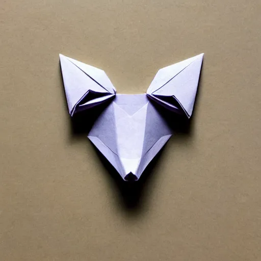 Low poly Art Deco metal sculpture of a wolf head, flat