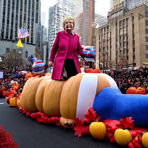 Prompt: hillary clinton float in the macy's thanksgiving parade