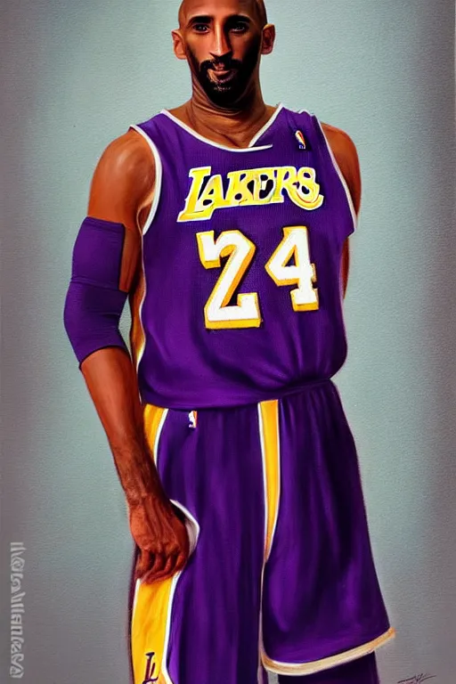 Image similar to full body portrait of the dictator of the los angeles lakers, 1 8 8 9, in full military garb, kobe bryant, oil on canvas by william sidney mount, trending on artstation