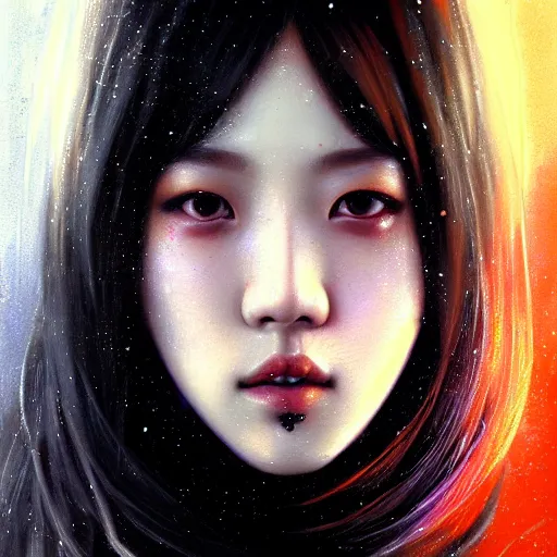 Image similar to jisoo of blackpink, hyperrealistic portrait, bladerunner street, by karol bak and agnes cecile and artgerm, fantasy art, photo realistic, dynamic lighting, artstation, poster, volumetric lighting, very detailed face, 8 k, award winning