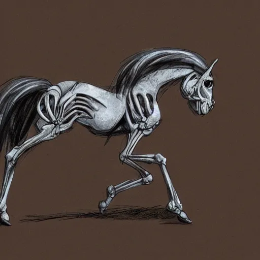 Image similar to a skeleton horse,digital sketch