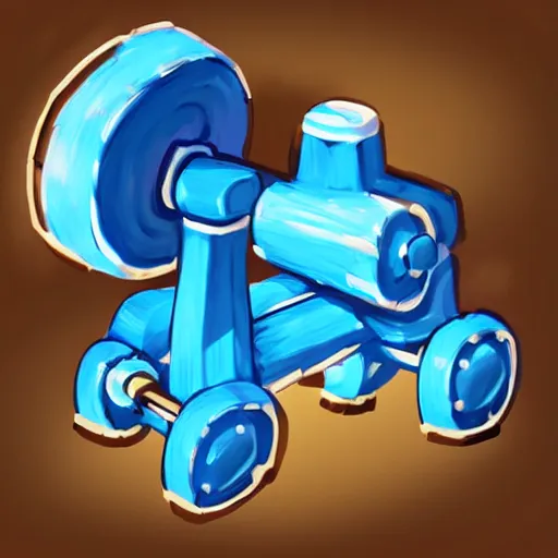 Image similar to a cute chubby cannon, stylized, hand painted, digital art, blue scheme, mobile game