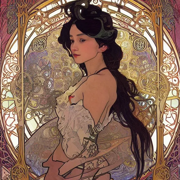 Prompt: illustration painting by alphonse mucha, dramatic, breathtaking, striking, vivid, powerful, sensational, emotional, Cyberpunk Art, scifi, intricate, elegant, highly detailed, digital painting, artstation, concept art, character design, smooth, sharp focus, illustration, illustration painting by Mandy Jurgens and Małgorzata Kmiec and Dang My Linh and Lulu Chen and Alexis Franklin and Filip Hodas and Pascal Blanché and Bastien Lecouffe Deharme, detailed intricate ink illustration, heavenly atmosphere, detailed illustration, digital art, overdetailed art, complementing colors, trending on artstation, Cgstudio, the most beautiful image ever created, subtle details, illustration painting, vibrant colors, 8K, award winning artwork, high quality printing, fine art, intricate, epic lighting, very very very very beautiful scenery, 8k resolution, digital painting, sharp focus, professional art, atmospheric environment, 8k ultra hd, artstationHD, hyper detailed, elegant, cinematic, awe inspiring, beautiful