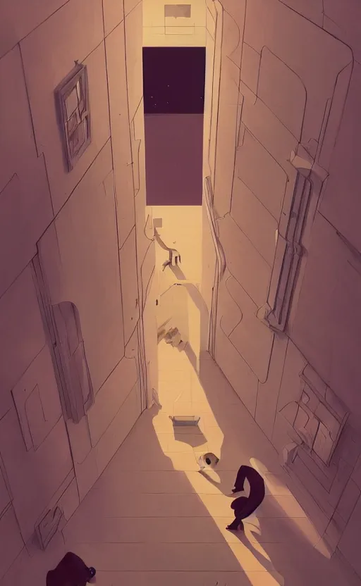 Image similar to heavens office, surreal illustration, by atey ghailan and escher and edward hopper