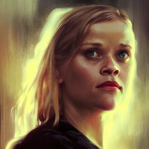 Prompt: reese witherspoon, hyperrealistic portrait, bladerunner street, art of elysium by jeremy mann and alphonse mucha, fantasy art, photo realistic, dynamic lighting, artstation, poster, volumetric lighting, very detailed face, 4 k, award winning