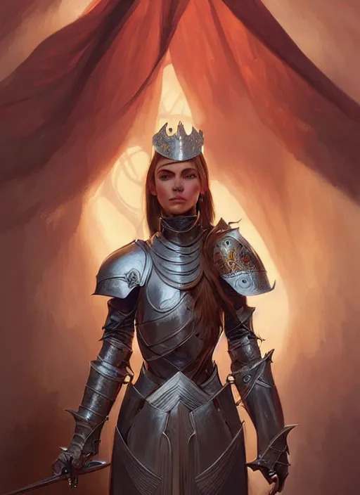 Prompt: natali portman, a female knight from europe, highly detailed, digital painting, artstation, concept art, wallpaper, smooth, sharp focus, illustration, art by artgerm and greg rutkowski and alphonse mucha