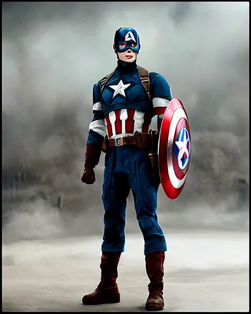Prompt: original screen test of chris evans as captain america footage leaks from the movie captain america : the first avenger. photographic, photography
