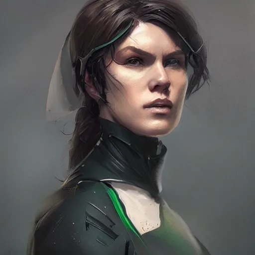 Image similar to portrait of a female superhero by greg rutkowski, she looks like thomasin mackenzie, she is wearing a black and green kevlar gear with a cape, highly detailed portrait, digital painting, artstation, concept art, smooth, sharp foccus ilustration, artstation hq