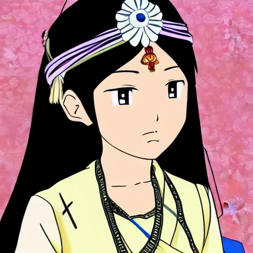 Image similar to a nepali woman, anime style