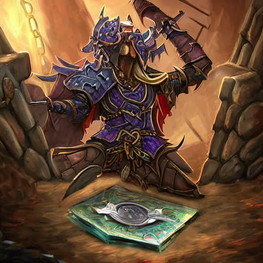 Image similar to a warrior falling into a deadly metal trap door, chained trap door, hearthstone art style, epic fantasy style art, fantasy epic digital art