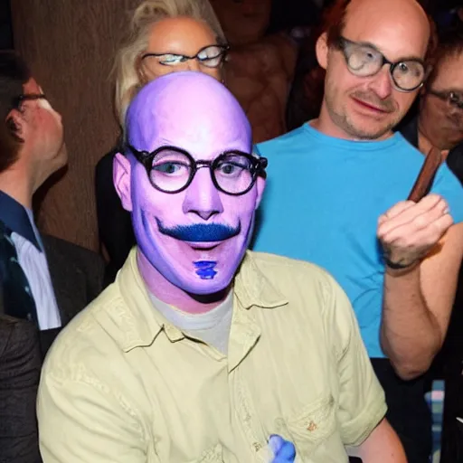 Image similar to tobias funke, from arrested development, wearing blue face paint as a muppet