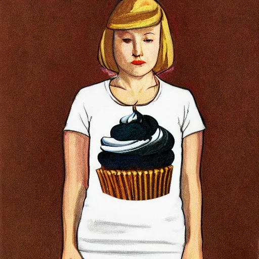 Image similar to shirt with cupcake drawn by edward hopper