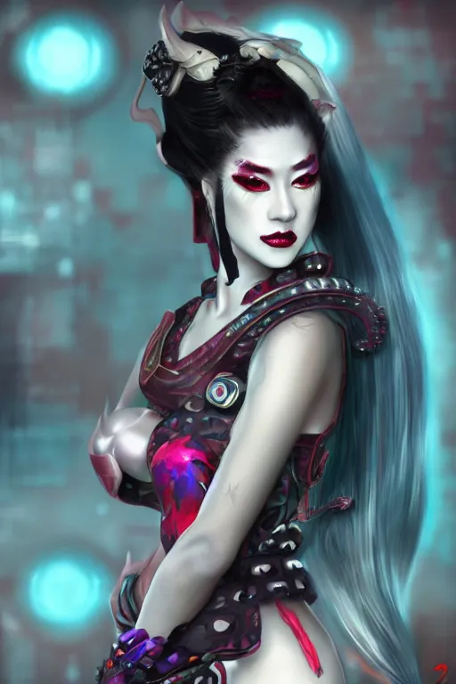 Image similar to agile geisha cyberpunk Dragon princess, digital art, 8k ,character ,realistic, portrait, hyperrealistic